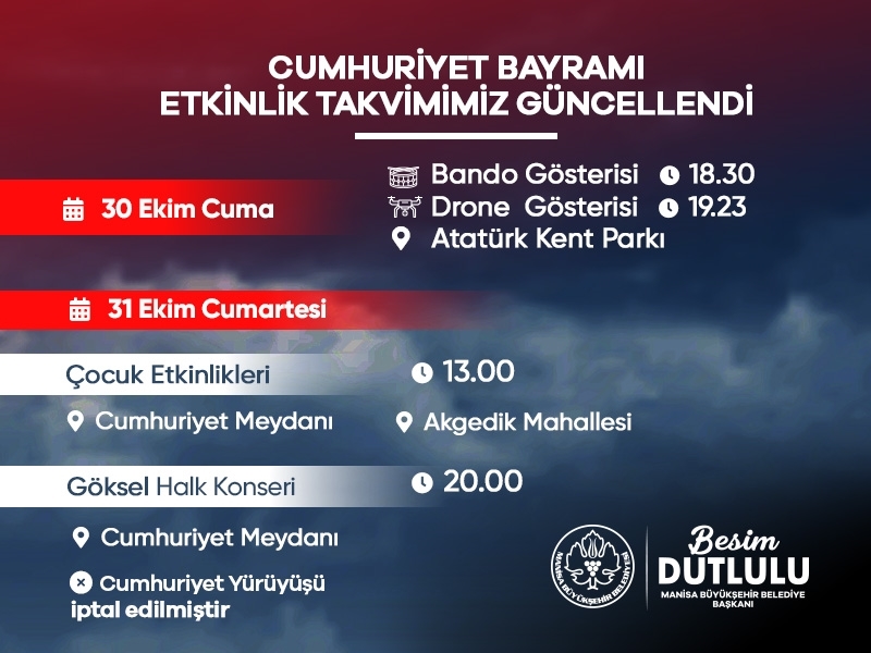 Cumhuriyet Bayramı Kutlama Etkinliklerinin Tarihleri Güncellendi
